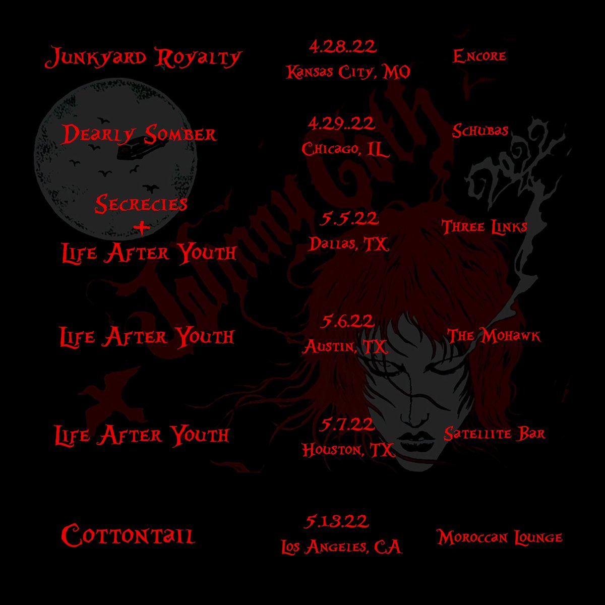 johnny_goth's tweet photo. Full tour lineup💀 starts thursday https://t.co/ctLXSuug0h