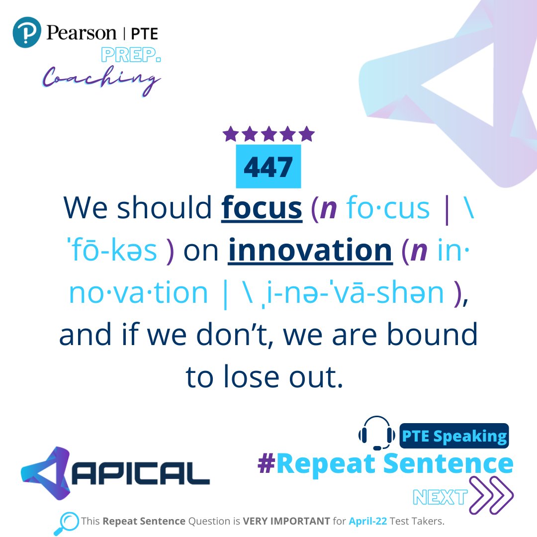 ApicalPortal's tweet photo. 💎Repeat Sentence is one of the topics that contributes a very good amount of scores in PTE. 
👉Practice Repeat Sentence on ALMS 
➡Follow Apical on Instagram for more post: https://t.co/Q9ioWAoMWh 
#pte #pteonlinecoaching #ptepreparation #pteonline https://t.co/47B8E2Dtgu