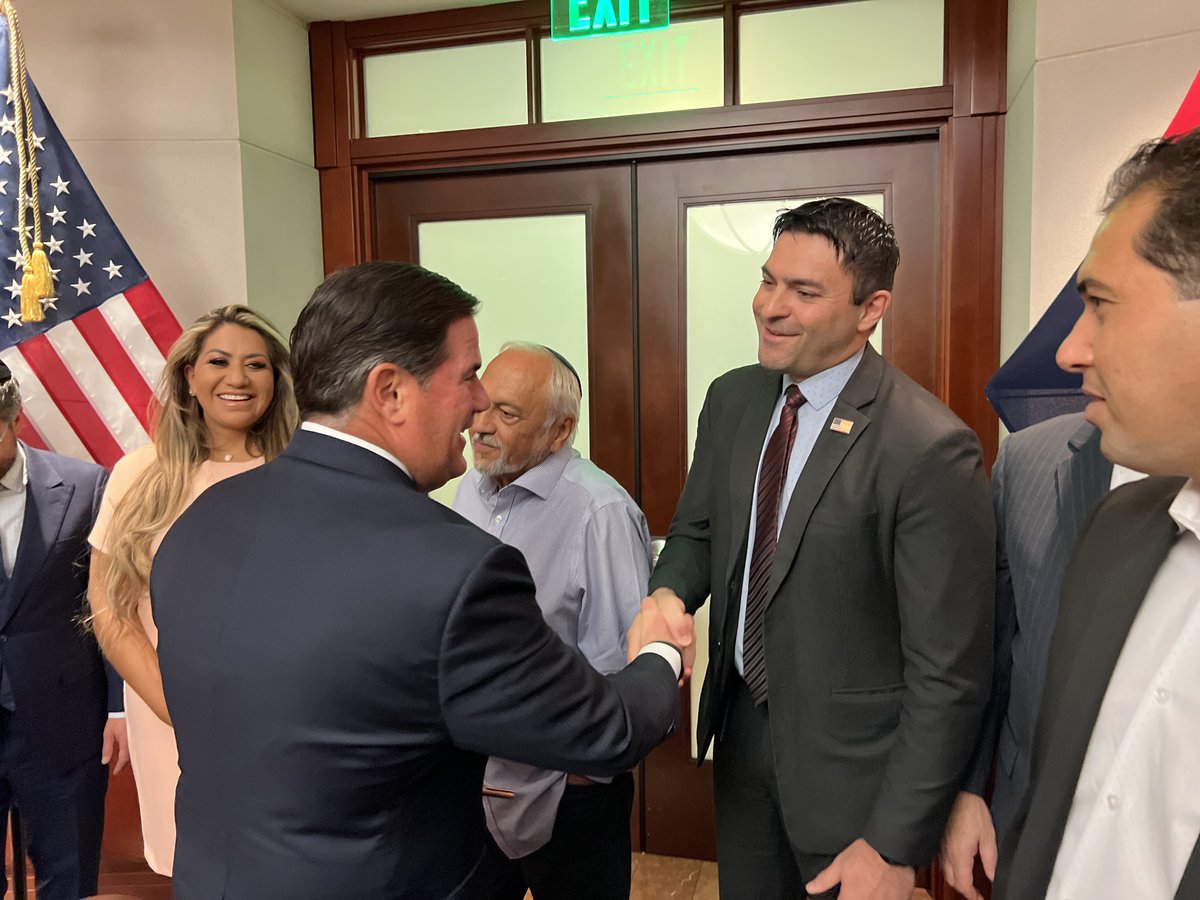 DougDucey's tweet photo. Antisemitism remains a serious problem in our state and around the country. Honored to sign H.B. 2675 today and hopeful this legislation will help us fight antisemitism. Thank you to Rep. Leo Biasiucci for sponsoring this legislation and leading on this issue. @Leo4AzHouse https://t.co/i21YLJuT0z