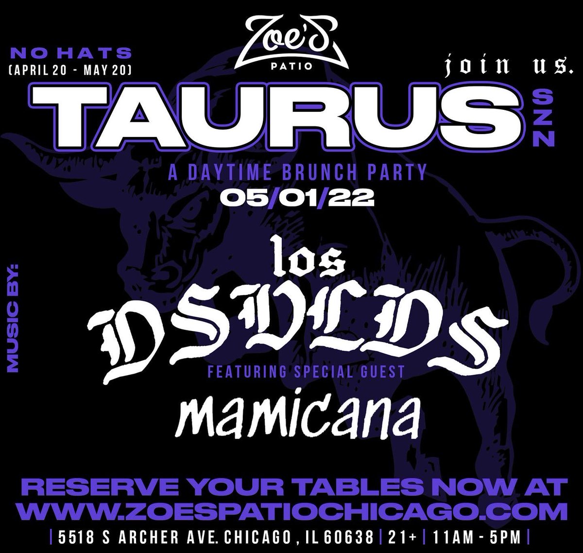 Taurus SZN Brunch is this Sunday 05/01
Featuring our Very Special Guest <a href="/mamicanadj/">MAMICANA🍍 LA BACANA 🦋</a> to get you gyrating thru the morning!

If it’s your bday and you’d like to celebrate with us, send us an email or a Direct Message: DSVLDS144@gmail.com