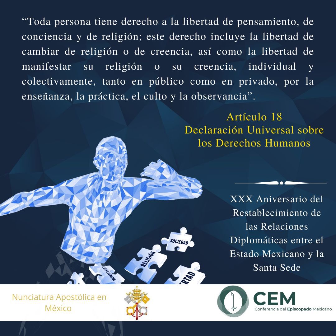 La #LibertadReligiosa exige un #EstadoLaico abierto y colaborativo, que no sólo garantice este derecho fundante sino todos los demás subsecuentes.
#LaicidadAbierta #30AniversarioRelacionesEntreMéxicoYLaSantaSede