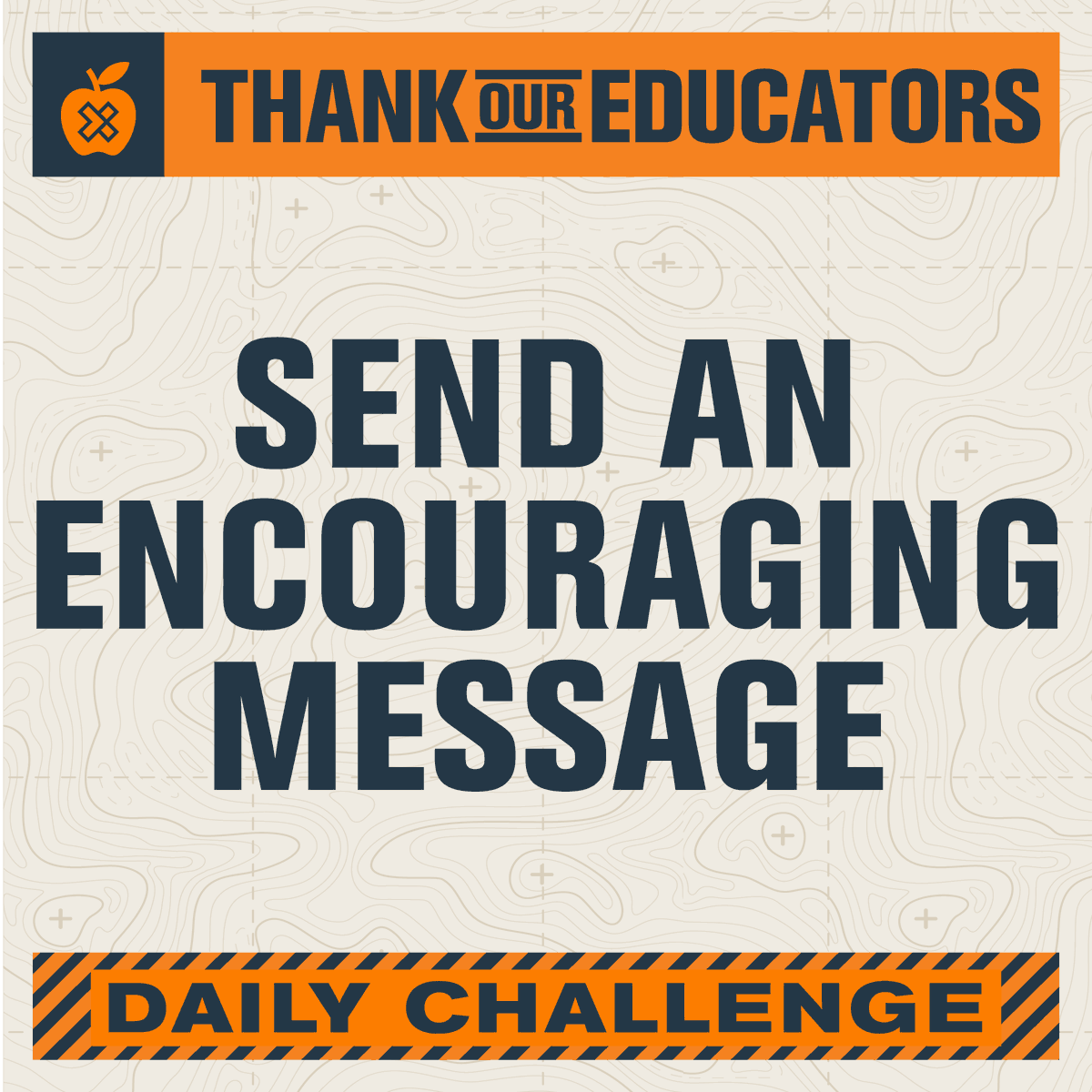 crsrdschurch's tweet photo. DAILY CHALLENGE #2: Send an Encouraging Message
.
Think of an educator you know who you could text, email, or dm. Craft a message telling them why you think they’re great at their job and hit SEND. #ThankOurEducators https://t.co/HmWKzmjBK2