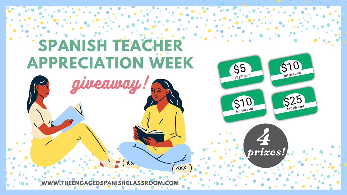 We appreciate you! Don't miss the chance to enter the Spanish Teacher Appreciation giveaway, hosted by @stressfreespani and myself! theengagedspanishclassroom.com/2022/04/teache… #langchat