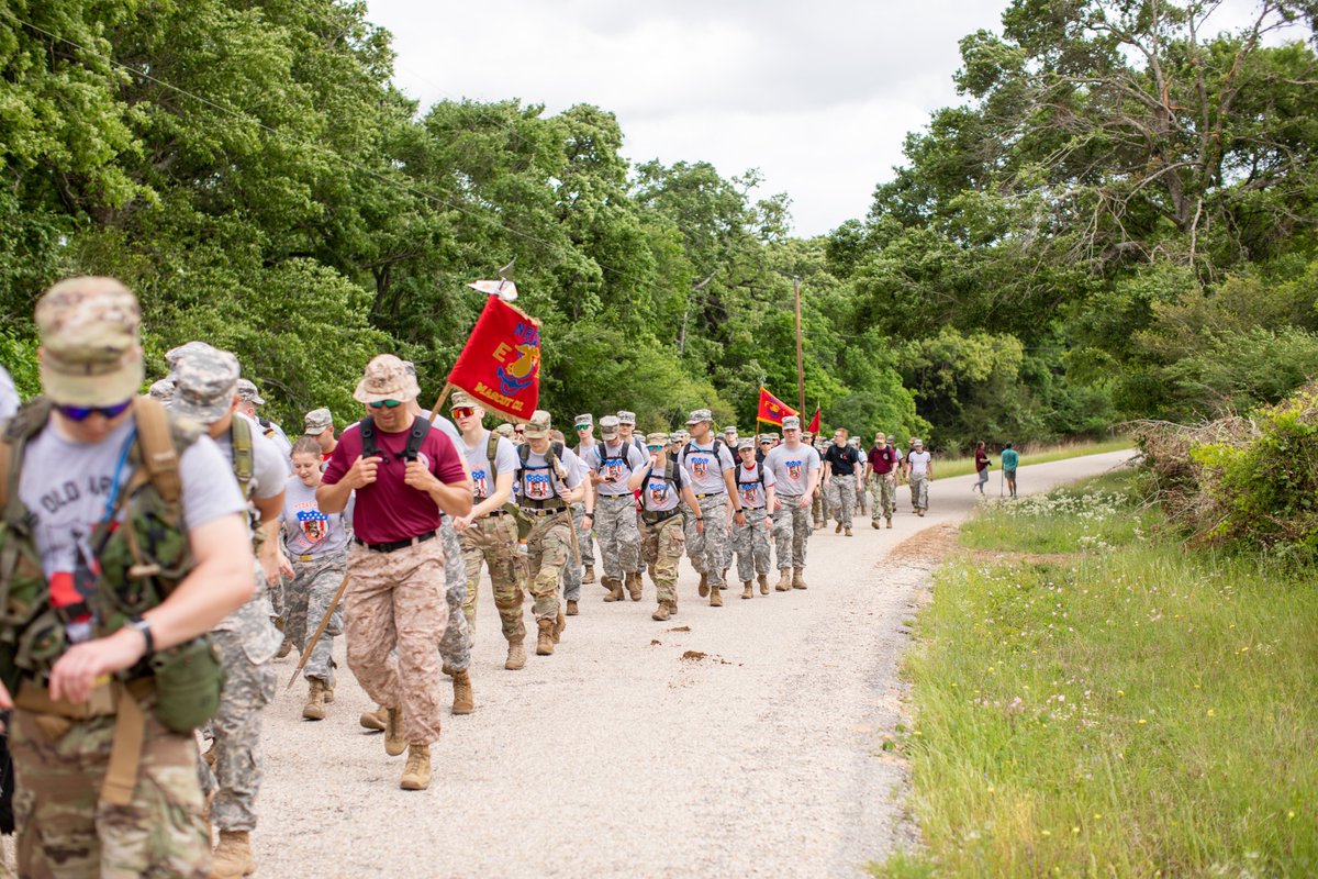 This weekend, the #aggiecorps completed the 46th annual 18-mile March to the Brazos. Cadets raised over $33,500 in support of the <a href="/BVFoodBank/">BV Food Bank</a>, <a href="/TwinCityMission/">Twin City Mission</a>, <a href="/habitatbcs/">BCS Habitat for Humanity</a>, and <a href="/ScottysHouse/">Scotty's House</a>! 
Photos from MTTB can be viewed at flic.kr/s/aHBqjzM48P.
#tamu #CorpsMTTB