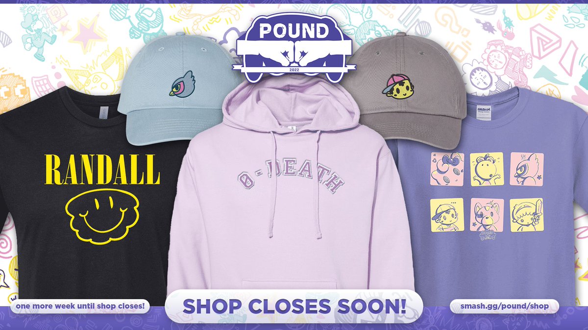 Pound 2022 was a historic weekend. 

Grab yourself something nice to commemorate the event! Our Merch Shop will remain open until next Monday (May 2nd)!

Check it out at smash.gg/pound/shop
