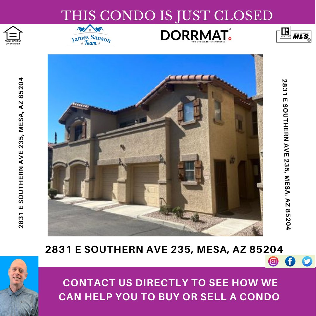 This immaculate 3 bedroom condo at Southern Point Casitas is just closed!

#DORRMAT
#thejamessansonteam
#equalhousingcompany
#seehomesinaz
#justclosed
#dreamhome
#mesaaz
#homesforsalemesaaz
#casitas
#condo
#immaculate