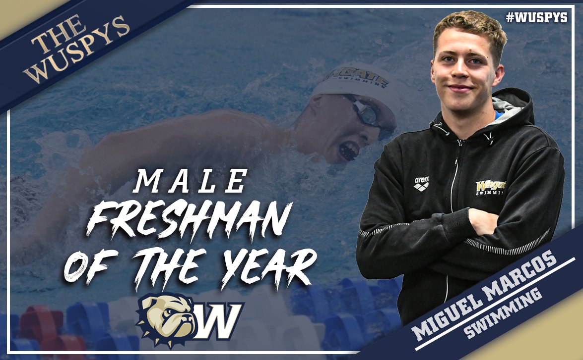 #WUSPYS AWARD!

Male Freshman of the Year 

And the #WUSPY goes to...

<a href="/WingateSwimming/">WUSWIM</a> All-American Miguel Marcos!