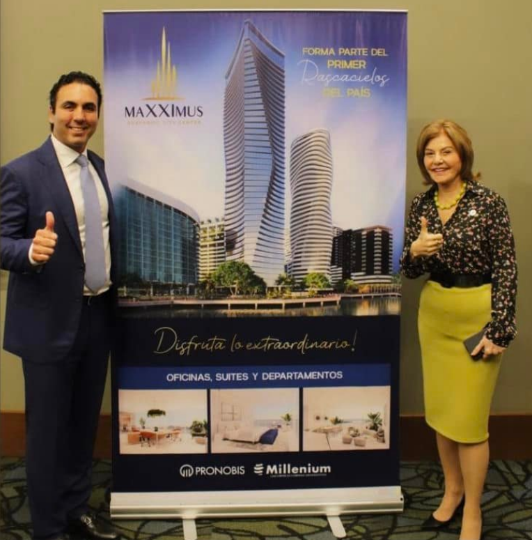 El primer rascacielos del país. Empresas de Isabel Noboa y su yerno Pablo Campana, anuncian la construcción en Guayaquil de Maxximus, el edificio de 45 pisos y 170 metros de altura frente al río Guayas, en Puerto Santa Ana.