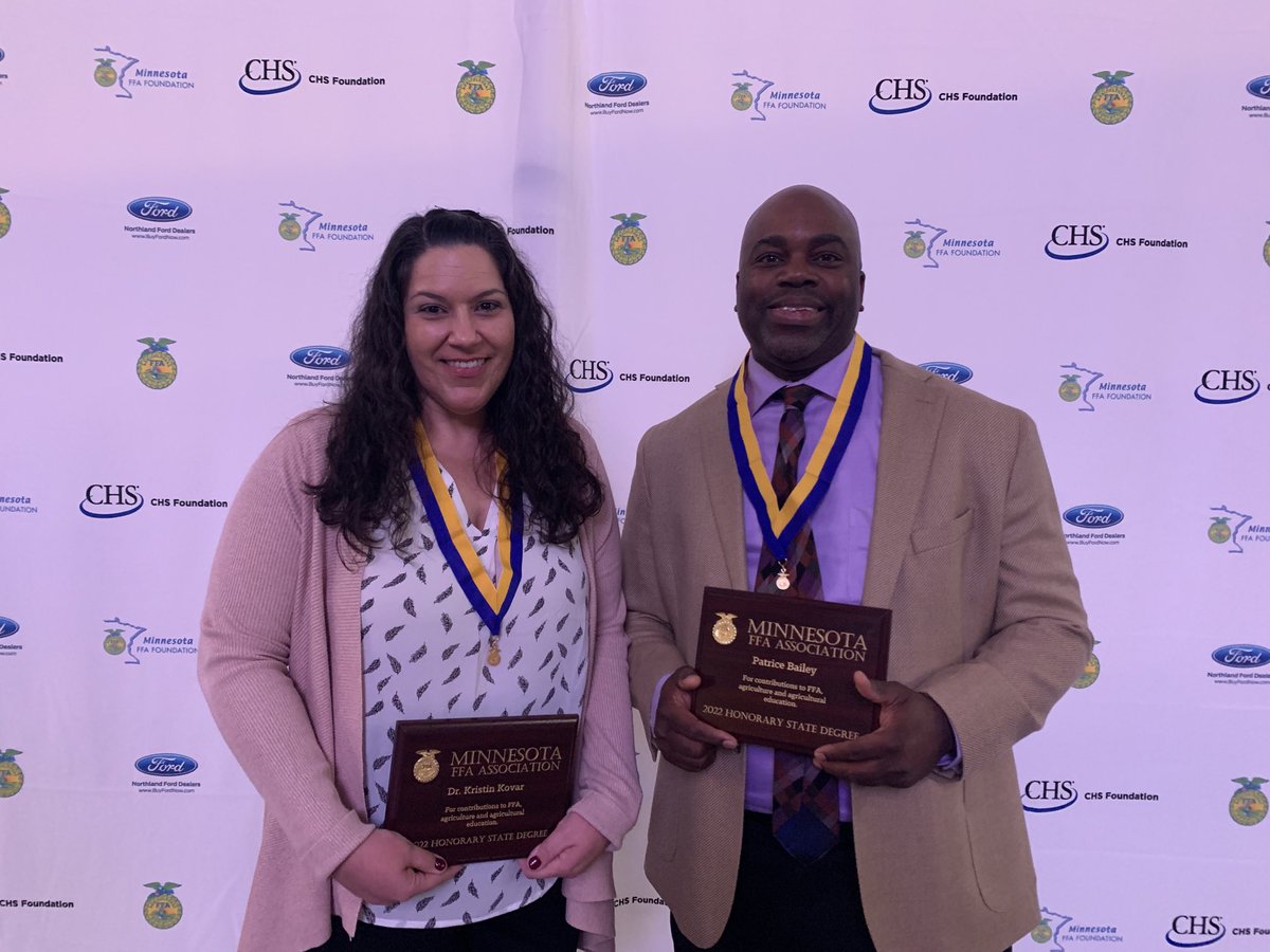 MnAgEdLead's tweet photo. Congratulations to MAELC board members Dr. Kristin Kovar, ⁦@ACBaileyMN⁩ &amp; Chris Ovrebo (not pictured) on receiving their Honorary FFA State Degree! ⁦@MNFFA⁩ https://t.co/gxUCANTZaK