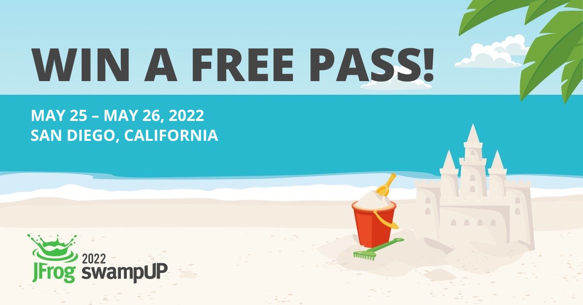 jfrog's tweet photo. Win a FREE conference pass ($795 value) to #swampUP '22 and join us in San Diego this May! Just share 3 unique, social posts via your personal Twitter/LinkedIn channels, tag @JFrog and include #swampUP 2022. Ends Friday, May 6. 

See terms &amp; conditions: https://t.co/7rKjsvFfAW https://t.co/jBjQE6PaEk