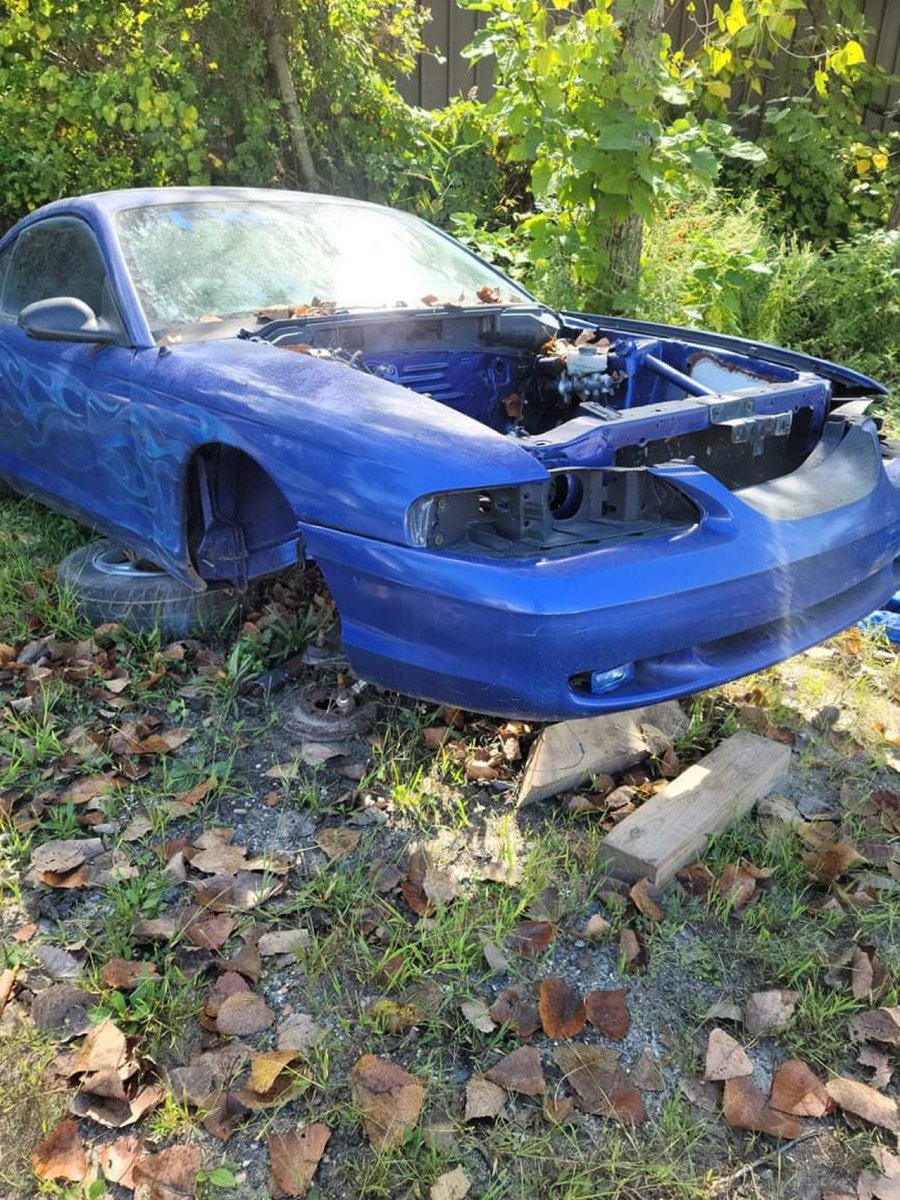 ChexyPanda's tweet photo. Picked up this absolute wreck of a sn95 to save from the scrap yard. 300$ came with a title and the a clapped caged. I Low key like the flames tho 😂 https://t.co/VMSmKnRXxo
