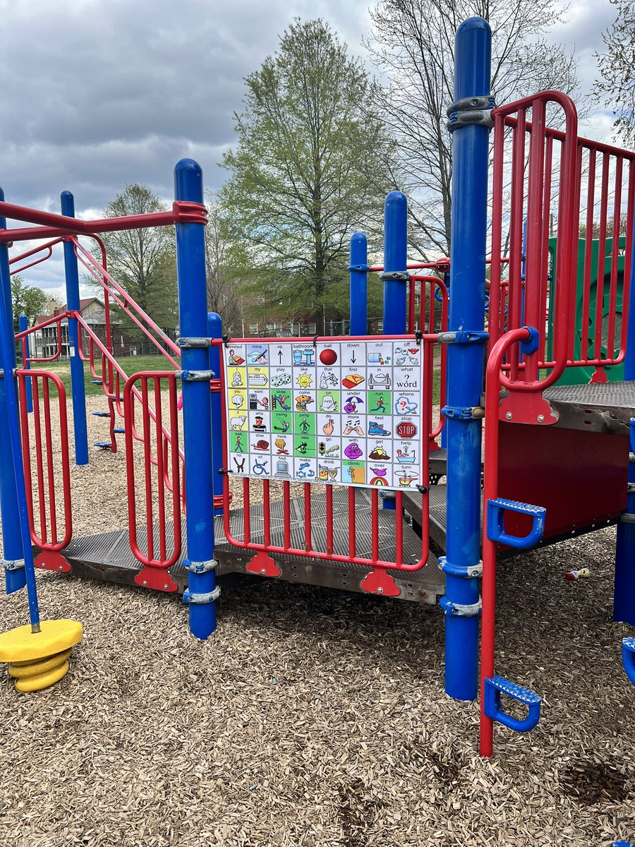 Excited to continue our work this week putting up Playground AAC Core Boards! Each pilot school gets a large board (or 2), smaller core boards, communication ideas, hooks for devices, and lanyards for staff or students to wear! <a href="/AACing_it/">ErinT_SLP</a> <a href="/APS_AsTech/">Lauren Bonnet, PhD, CCC-SLP</a> <a href="/APS_SLPS/">APSVA SLPs</a> <a href="/KellyKrugOSE/">Dr.Kelly Krug</a>
