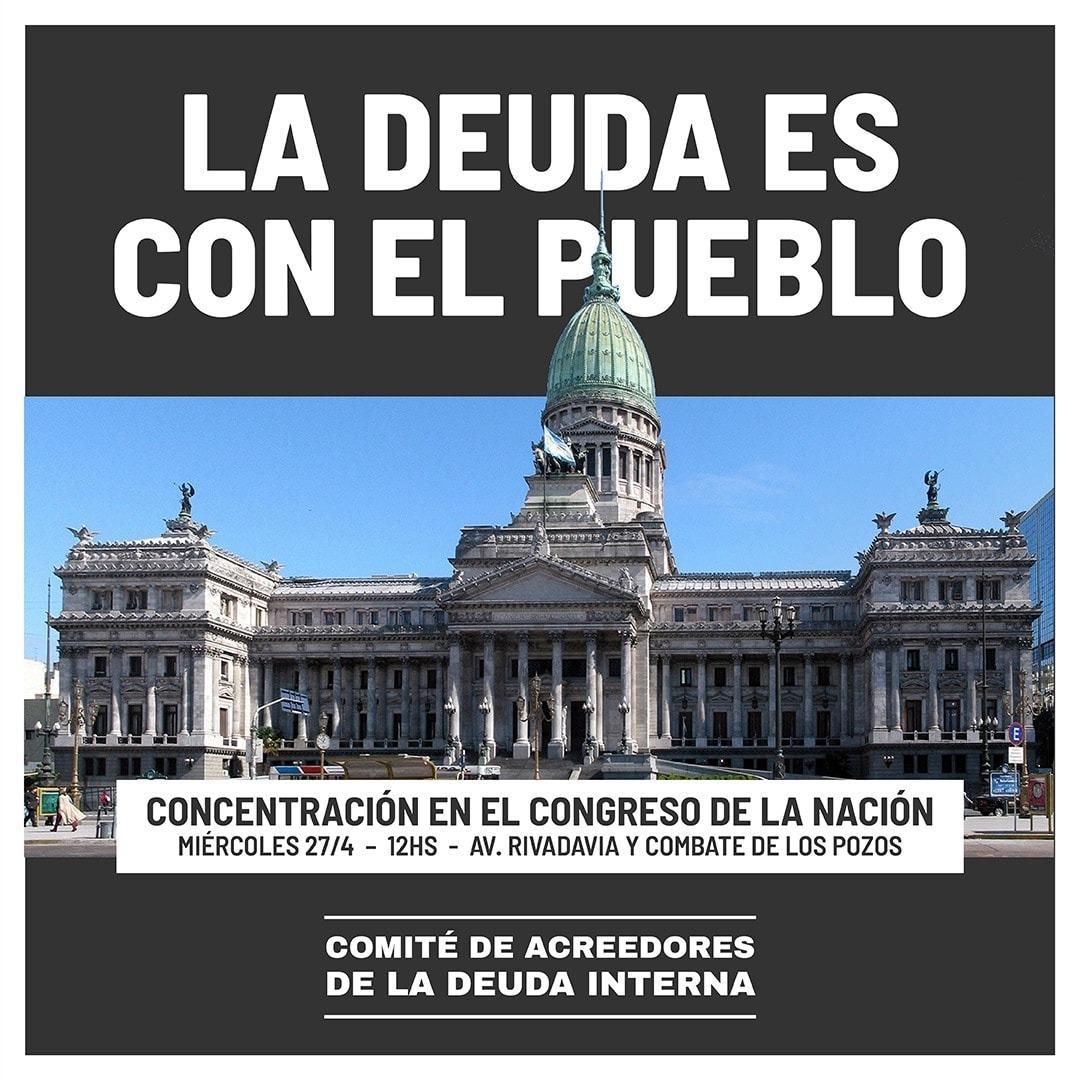 <a href="/Lozano_Claudio/">Claudio R. Lozano</a> acompaña la concentración del 27/4 a las 12 hs. en el #Congreso de la Nación para reafirmar que la principal #deuda que tiene nuestro país es interna, con nuestro pueblo, con la salud, la educación, la tierra, el techo, el trabajo, la ciencia y la tecnología.