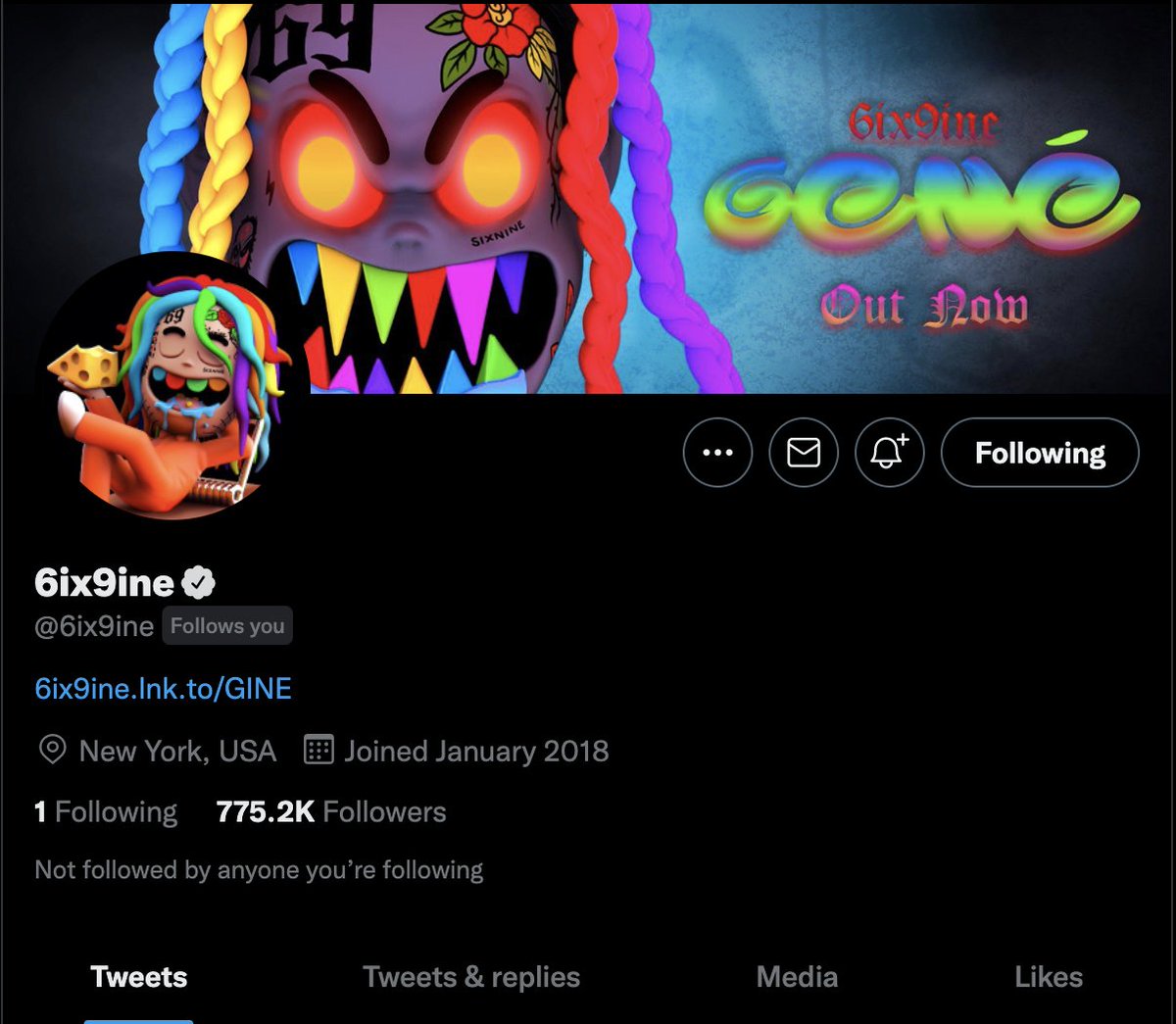 GineCollection's tweet image. GUESS WHO’S THE ONLY ACCOUNT @6ix9ine IS FOLLOWING ? 👀 

1 FREE GINÈ COLLECTION NFT 💎 
( day of the mint )

- FOLLOW @GineCollection on Twitter 🌈
- Like &amp;amp; RT Last Tweet
- Tweet : WE ARE GINÈ 🌈 #ginecollection 

#6ix9ine #TheKingisBack