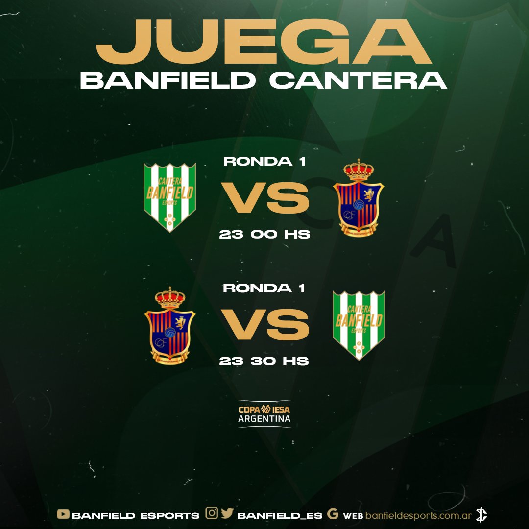 🇳🇬HOY JUEGA BANFIELD🇳🇬

#CanteraIESA // #CopaArgentina

RONDA 1

IDA 🆚 @AfaJogoBonito

VUELTA 🆚 @AfaJogoBonito

🖥 youtube.com/c/BanfieldCant…

#VamosBanfield💚