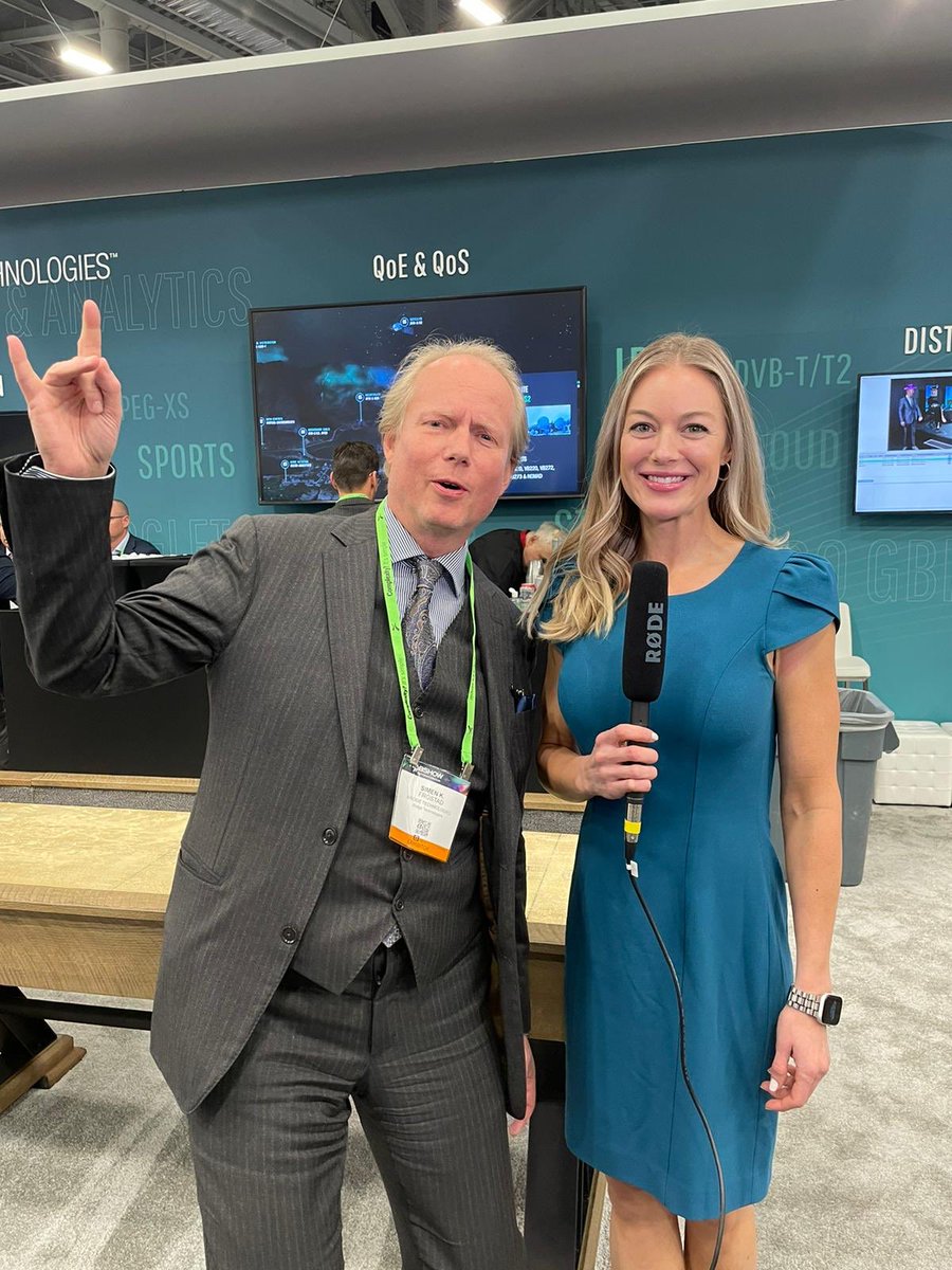 Day 2 <a href="/nabshow/">NAB Show</a> <a href="/BRIDGETECHTV/">Bridge Technologies</a> InBroadcast’s Ashlee Blankenship chatting to Simen Frostad <a href="/XpressoCom/">XpressoCom</a> about all things monitoring &amp; analysis !!