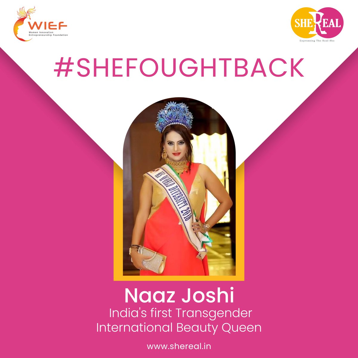 theshereal's tweet photo. Naaz, a Trans rights activist, and a motivational speaker. Her #shefoughtback journey stated as she was born as Aizya Joshi. She faced a lot of challenges still she stood strong and won the various titles of Miss World Diversity, Transqueen India classic, world diversity, etc. https://t.co/BGK6vQbhi9