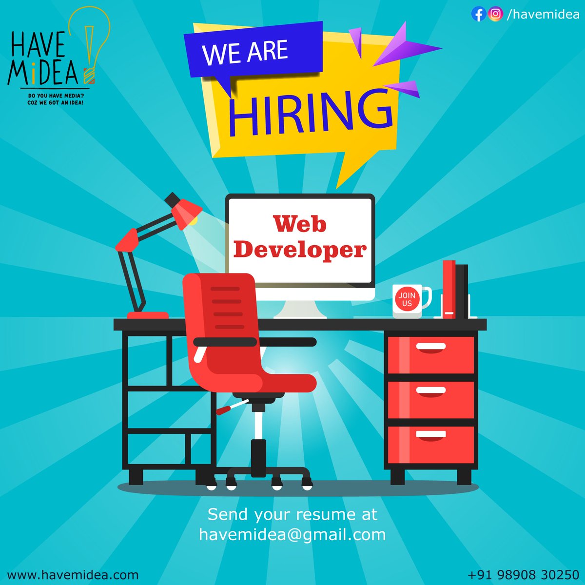 HaveMidea's tweet photo. Join Our Team
We are currently hiring Web developer
#Location :- Pimpri Chinchwad, Pune.
#Expereince :- >1 year
Grab the opportunity !! Hurry up! 🏃🏻
• 1 Vacancy
• Contact us now -
📱 +9198908 30250
🌐 https://t.co/cDFoYOZVv1
 #hiring #nowhiring #hiringpost #php #development https://t.co/kzGFzPViyz