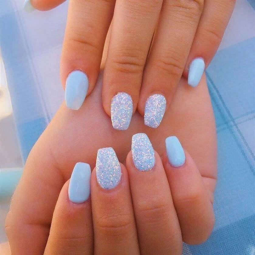 cute baby blue nails