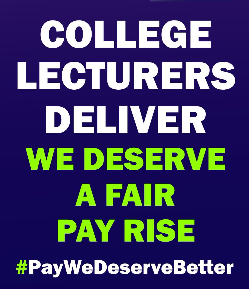 🚨 STRIKE DAY🚨 

Colllege lecturers take more strike action today for fair pay ✊️ 

Our employers failed to come to the table with anything new to say, and nothing new to offer 👎 

College lecturers deliver; we deserve a fair pay rise. 🎓❤