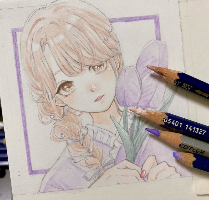 「mechanical pencil parted lips」 illustration images(Latest)