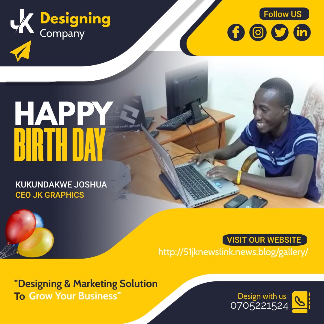 SheemaMunicipa1's tweet photo. Happiest Birthday young man @KukundakweJosh, CEO #JKGRAPHICS...
The Best Graphics Designing Company Around the Municipality.. Have a blast ๐ https://t.co/zW9lvFspeT
