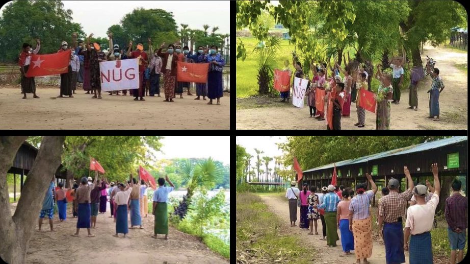 cyrus2299's tweet photo. Unrelenting people from Shwebo, Sagaing region, took a stride in marching as a strike to overthrow military dictatorship today, flying the flags high.   #2022Apr26Coup #LegalizationOfNUG #ASEAN_RecognizeNUG #WhatsHappeningInMyanmar https://t.co/oYj8TtpVBH