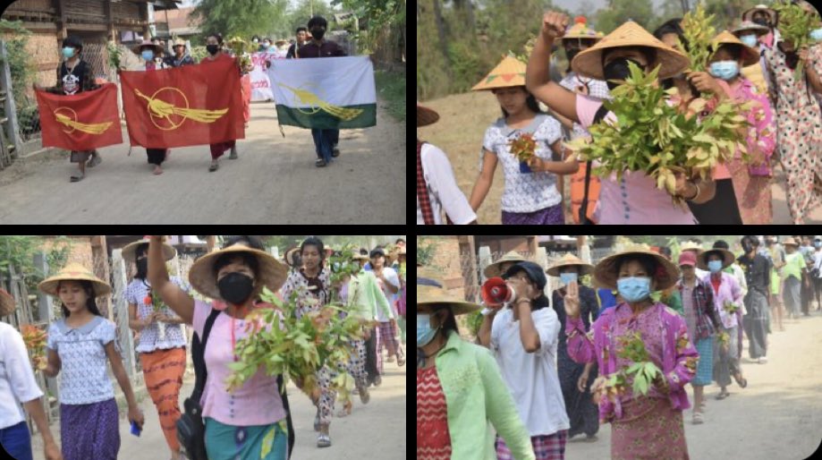 cyrus2299's tweet photo. Joint forces of pro-democracy villagers of several villages from northern Salingyi township and eastern Yinmarbin township staged a strike against military dictatorship.   #2022Apr26Coup #LegalizationOfNUG #ASEAN_RecognizeNUG #WhatsHappeningInMyanmar https://t.co/PJ3IZEmqvB