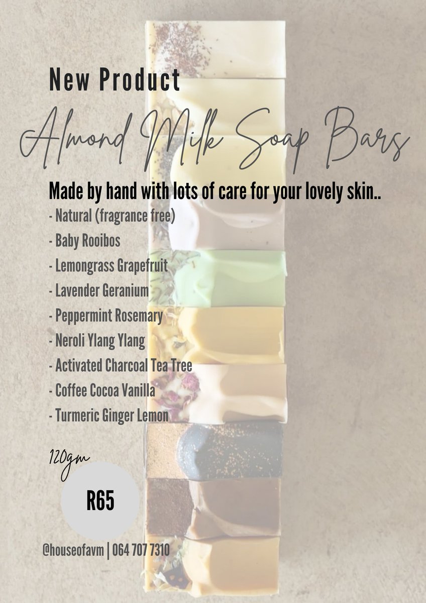 houseofavm's tweet photo. Life-long skin goals, say goodbye to DRY SKIN with our range of Almond Milk Soap Bars. 
We have 10 different fragrances including Unscented for those with extra delicate skin. 
Take care of your skin now and your future self will thank you later!🤎 https://t.co/BCDchg1Xvy