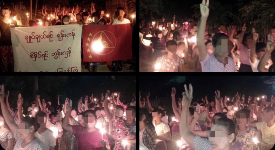 cyrus2299's tweet photo. The Basic Education General Strike Committee &amp; residents of Myaing township united to express solidarity against terrorists regime today.   #2022Apr26Coup #LegalizationOfNUG #ASEAN_RecognizeNUG #WhatsHappeningInMyanmar https://t.co/sebtVArk89