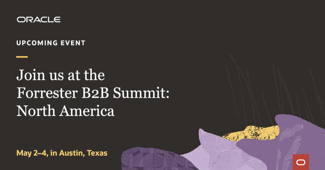 ClarkMorey's tweet photo. B2B marketing and sales leaders, it’s time to make smarter decisions. Join @OracleMarketing at #ForrB2BSummit North America to learn how Oracle can help. Register now: https://t.co/3mdQRn3Cuj https://t.co/7SGOGrTGO7