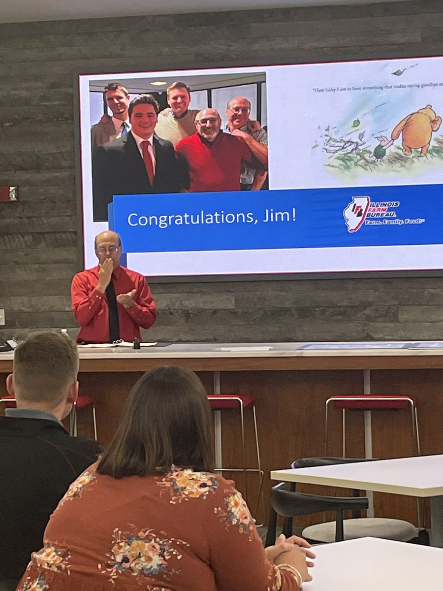 .<a href="/ILFarmBureau/">Illinois Farm Bureau</a> had a retirement today &amp; Jim Polus is going to be missed. He is one of the nicest, talented and hard-working individuals I had the pleasure to work with. I always counted on his expertise to make the product better. Congrats Jim!! Great send off by <a href="/MattWettersten/">Matt Wettersten</a>