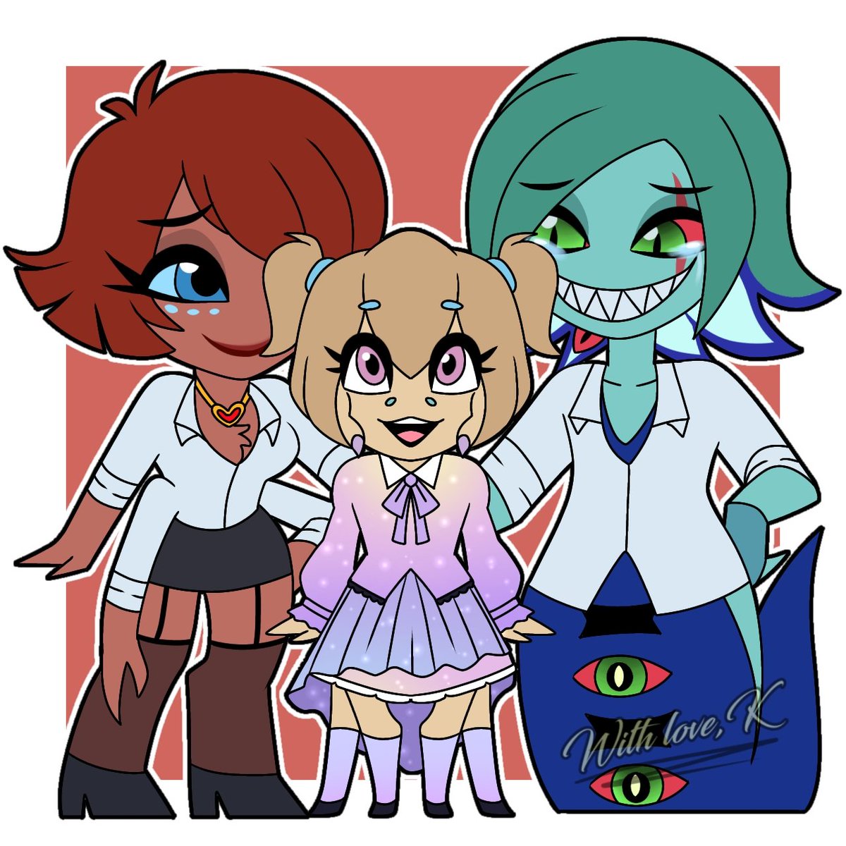 Kimberlyannasky's tweet photo. // #KimberlyannaSky and #NicolasBoa with there adopted child #AprilMarie
April was created by the lovely @Pandafox17
Comission done by amazing @artsof_K
#HazbinHotel #HazbinHotelOC #IrishAngel #ParentAU https://t.co/vHWwgwnLdz