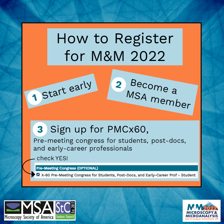 MSAStudent's tweet photo. Save on your M&amp;M 2022 registration by signing up before June 1st and joining MSA. Don't forget to check YES for PMCx60 - you won't want to miss this exciting event! 
More info about PMCx60 here: https://t.co/o37K0DQ7fv
Become a MSA member here: https://t.co/0cZ2ufJ8Rf https://t.co/HlKlEoTSU5