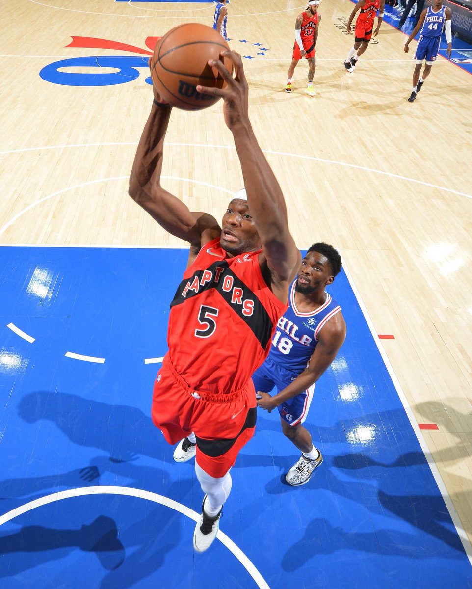 NBACanada's tweet photo. The @raptors WIN GAME 5 on the road as they defeat the 76ers, 103-88!

Pascal Siakam: 23 PTS, 10 REB, 7 AST
Scottie Barnes: 12 PTS, 8 REB, 4 AST
OG Anunoby: 16 PTS, 5 REB, 4 AST
Precious Achiuwa: 17 PTS, 7 REB, 3 BLK https://t.co/mqeELYyxsm