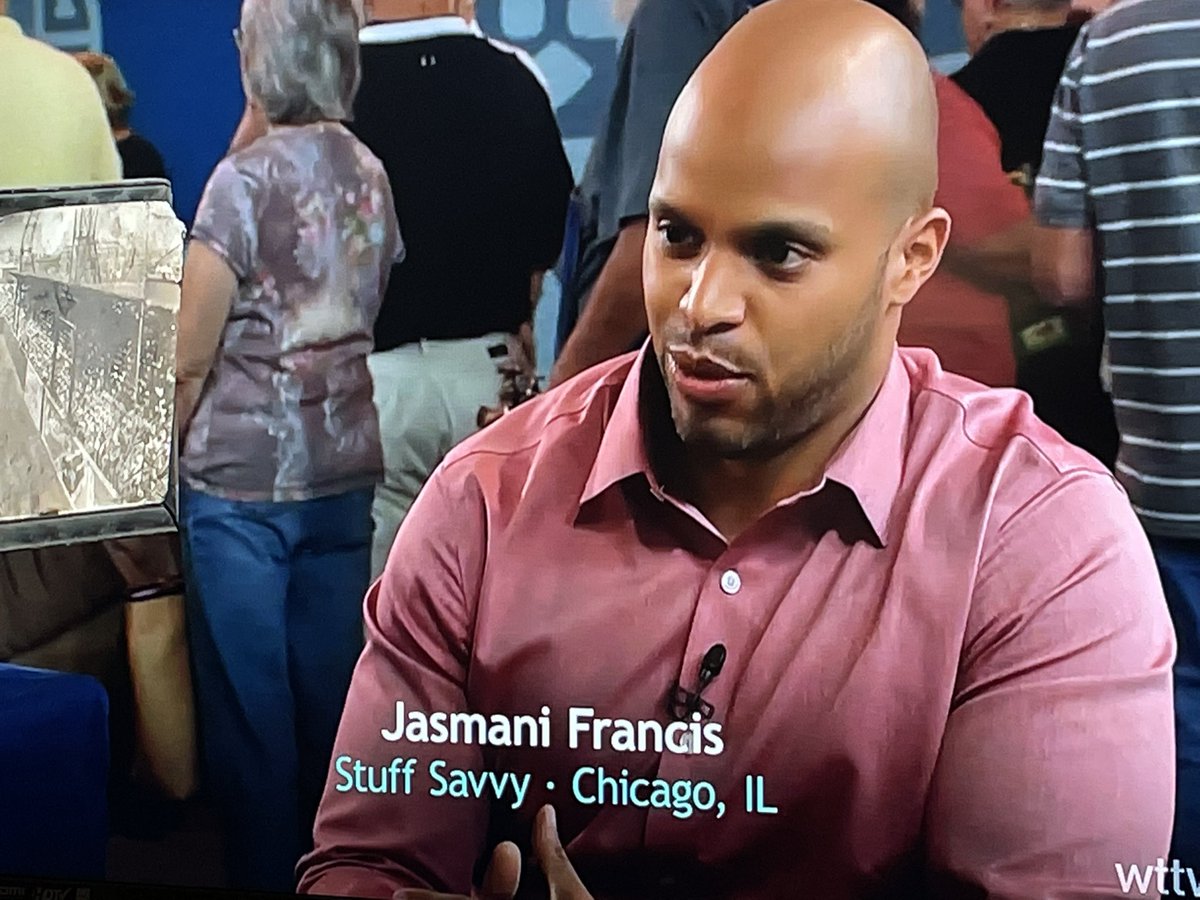 OK - just watching some <a href="/RoadshowPBS/">Antiques Roadshow</a> and who do I see?  <a href="/JasmaniFrancis/">Jasmani Francis</a> - with the Twitter Profile pic too!  <a href="/Wheeling_Cats/">Wheeling High School</a> Wow!  Good for you!  In every way!
<a href="/MiamiDolphins/">Miami Dolphins</a>  Go Dolphins