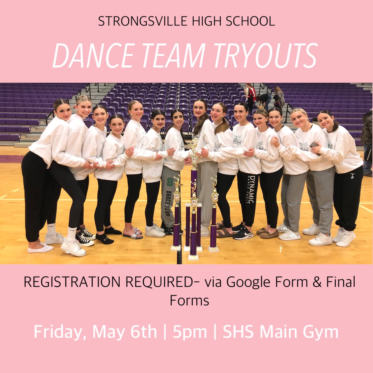 SHSdance_team's tweet photo. 22-23 TRYOUTS! Registration is NOW open and required in order to tryout for this incredible team 🤍 Link in bio. Questions? Contact Coach Grimm: mgrimm@scsmustangs.org https://t.co/JzNS9JcvT6