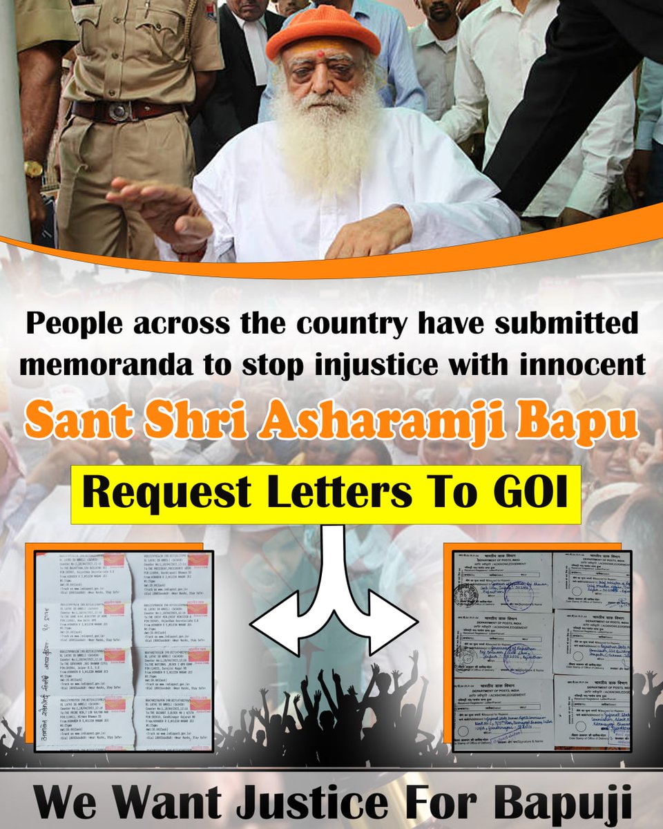 rupendra2016's tweet photo. Sant Shri Asharamji Bapu's case has reached #HeightOfInjustice.
Public is quite dissappointed with #BiasedJusticeSystem.
Thousands of #RequestLettersToGOI were sent, but these अनुरोध पत्र are being ignored.
Voice Of People 👉 Justice For Bapuji !
#ReleaseInnocentBapuJi https://t.co/0avTlHcds7