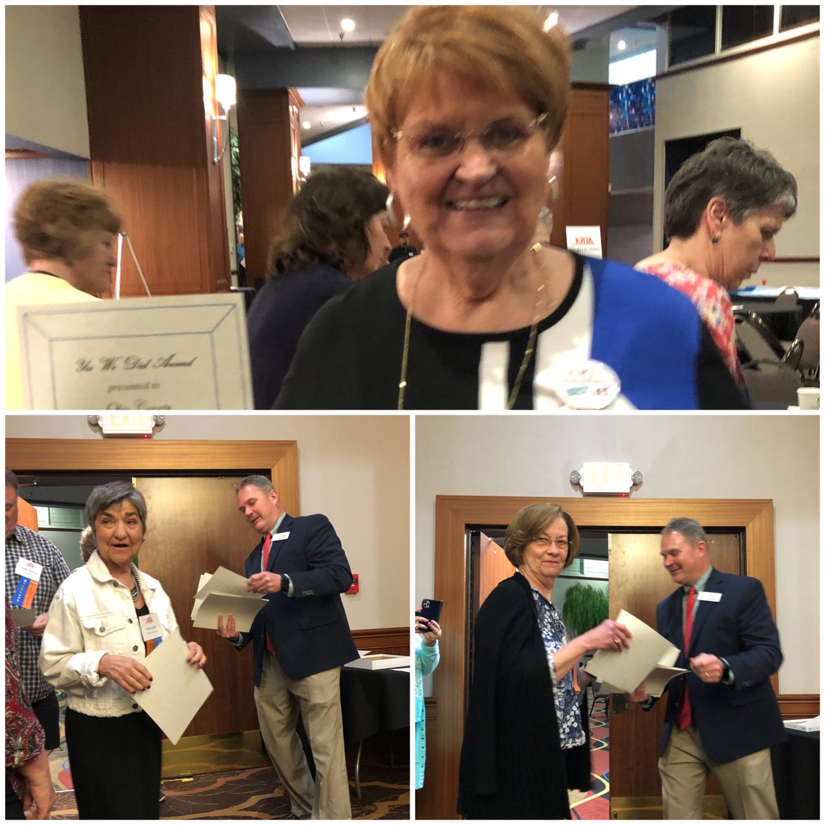 These local presidents of Ohio RTA, Monroe RTA, and Cumberland RTA pick up their associations’ “Yes, We Did”awards. They met their goals for the year! Congrats to all! #2022KRTAConvention