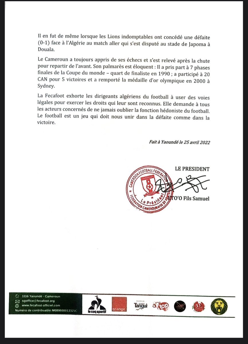 TheCameroonianZ's tweet photo. La @FecafootOfficie va saisir la FIFA après les propos de Djamel Belmadi. 

🌿🌿🌿 https://t.co/tohcFbRgvb