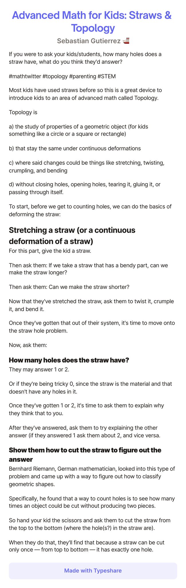 Sebastian Gutierrez on Twitter "1/ If you were to ask your kids/students, how many holes does a