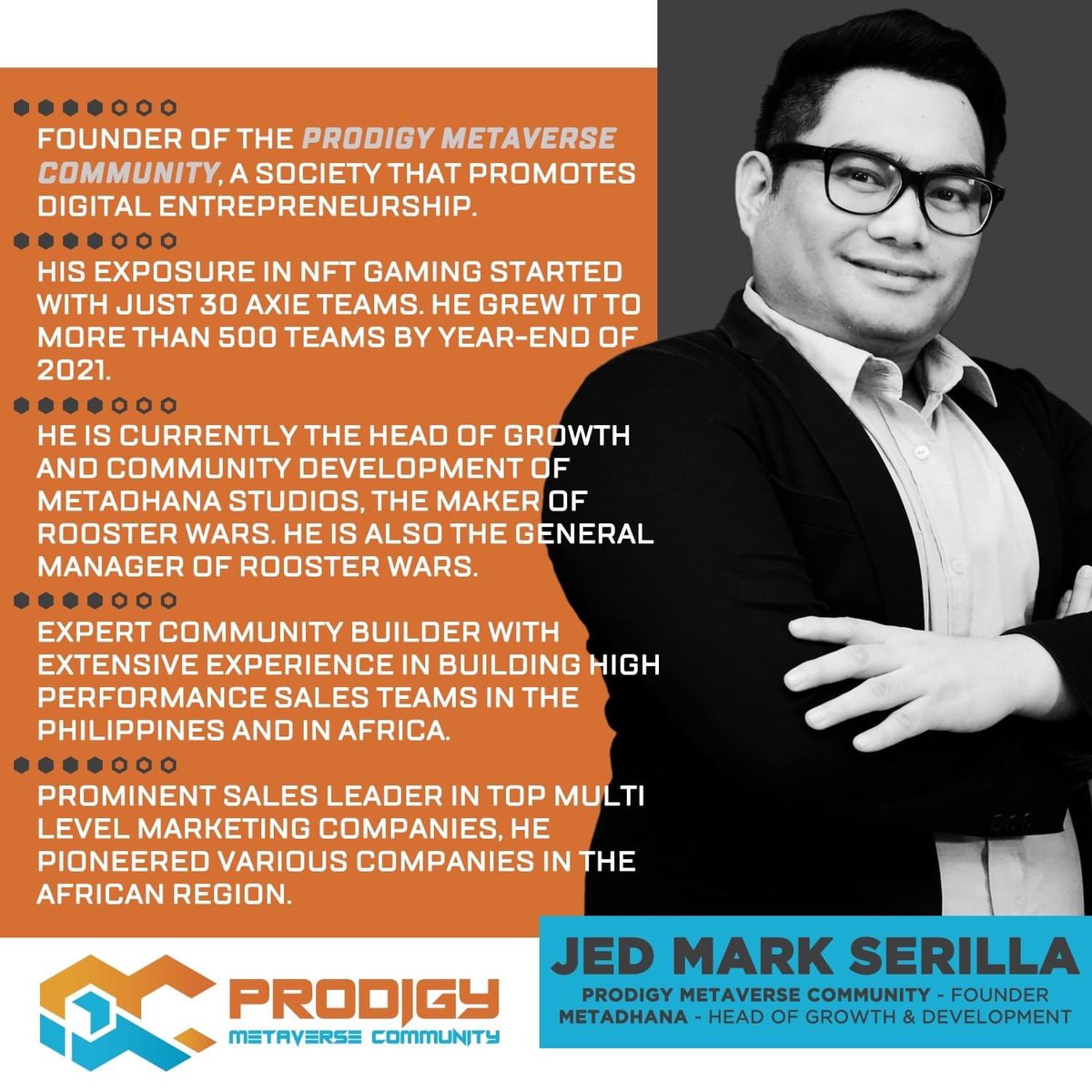 ProdigyMeta's tweet photo. A TRUE PRODIGY

Get to know the founder of Prodigy Metaverse Community. 

His hard work and determination for this business has been amazing! There is no doubt big things will come and will lead him to an exceptional success. 💪

#ProdigyMetaverseCommunity https://t.co/JirLss3gJs