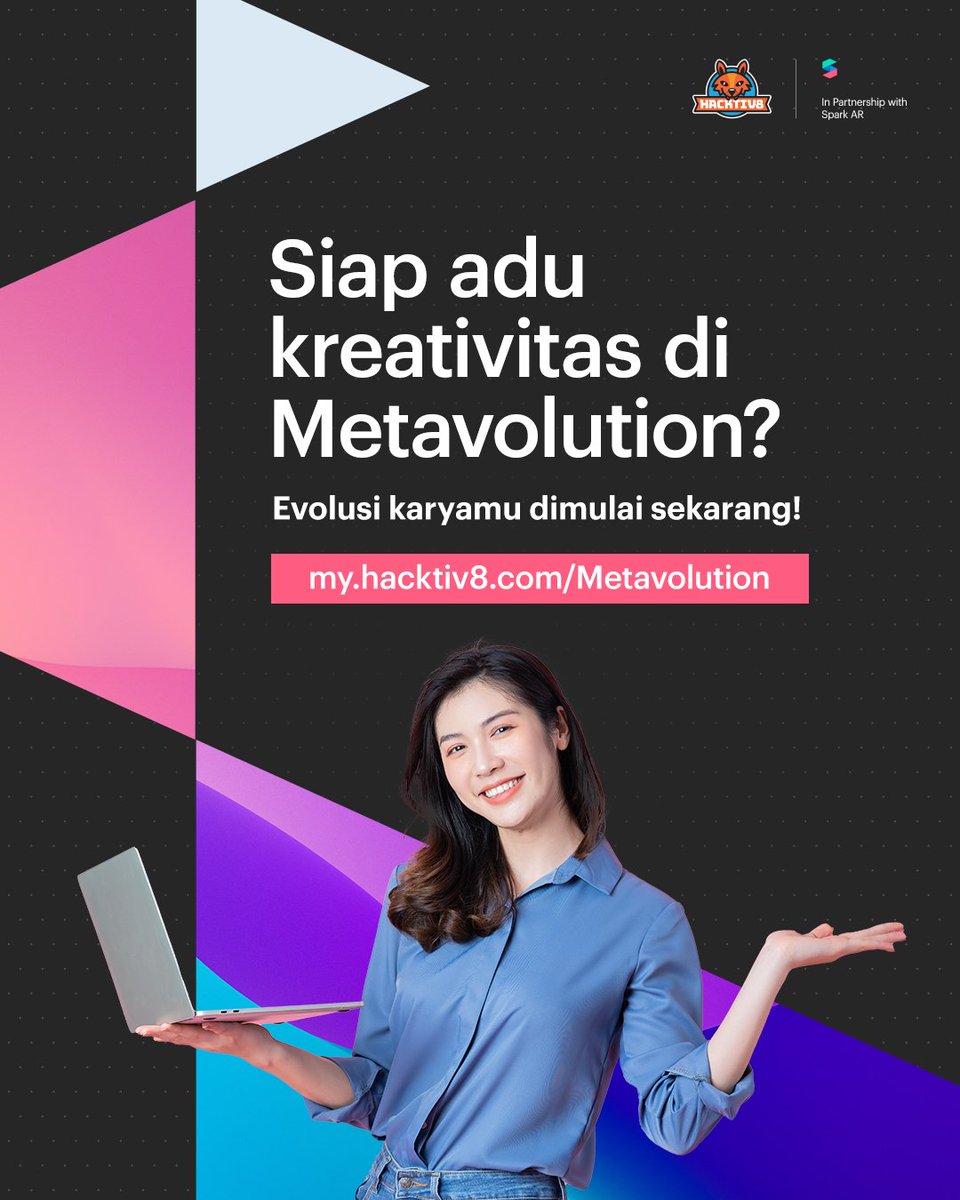 hacktiv8id's tweet photo. Siap adu kreativitas di Metavolution? Submit karyamu sekarang melalui https://t.co/eTi5nxyNY4
#SparkAR #AugmentedReality #AR #SparkARIndonesia #Metavolution https://t.co/zQK3cBeJib