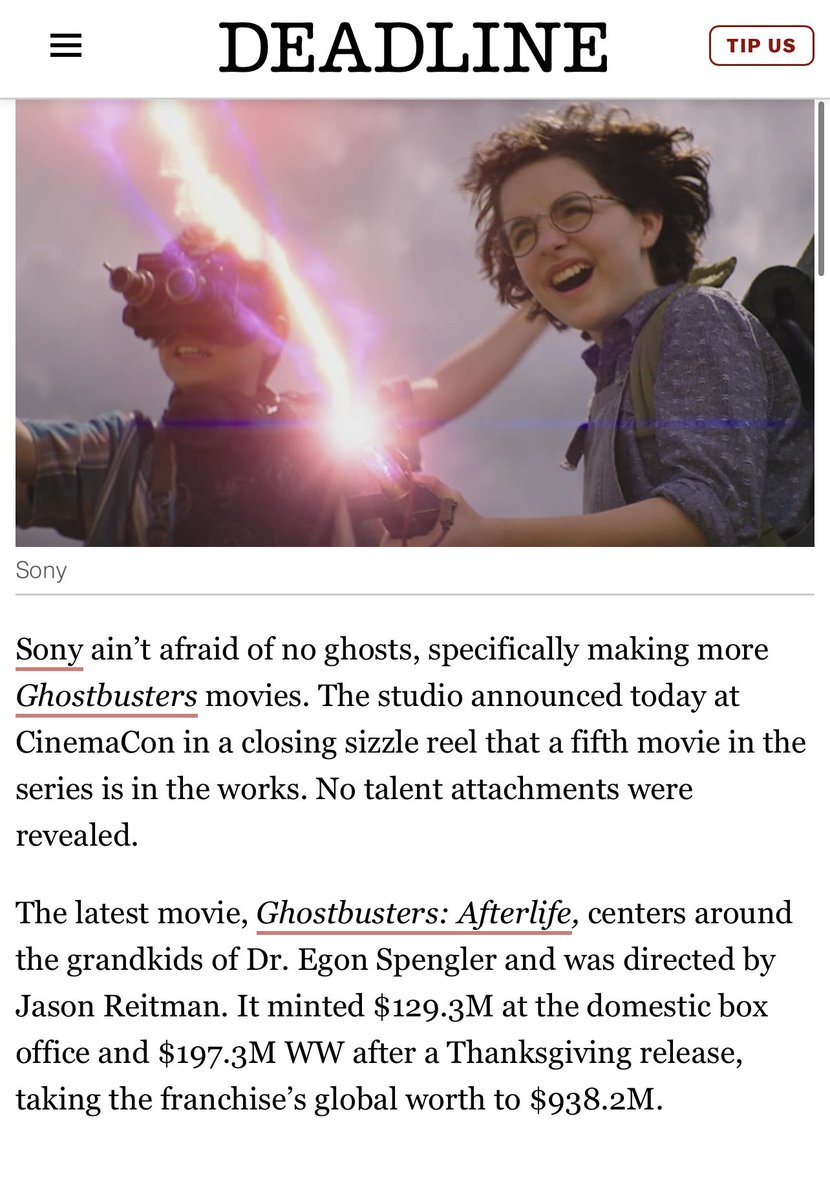 GBUniverseNews's tweet photo. Per @deadline and @CinemaCon, it appears as though a 5th @ghostbusters movie is in the works. More details as they are released!
🚫
👻
#TheReal #Ghostbusters #Universe #News #GBUniverseNews #TheRealGhostbustersUniverseNews #GhostbustersAfterAfterlife #ForIvan https://t.co/CLaqChY89E