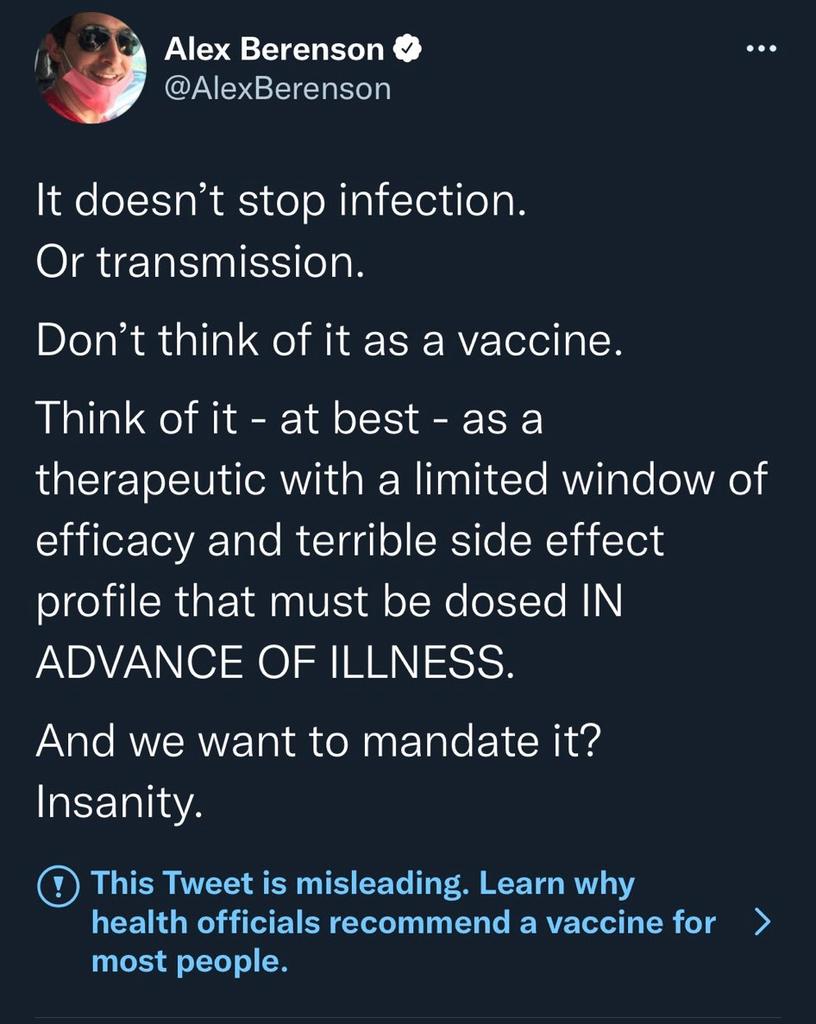 Reminder:

Every word of the Alex Berenson tweet that got him suspended was 100% accurate.