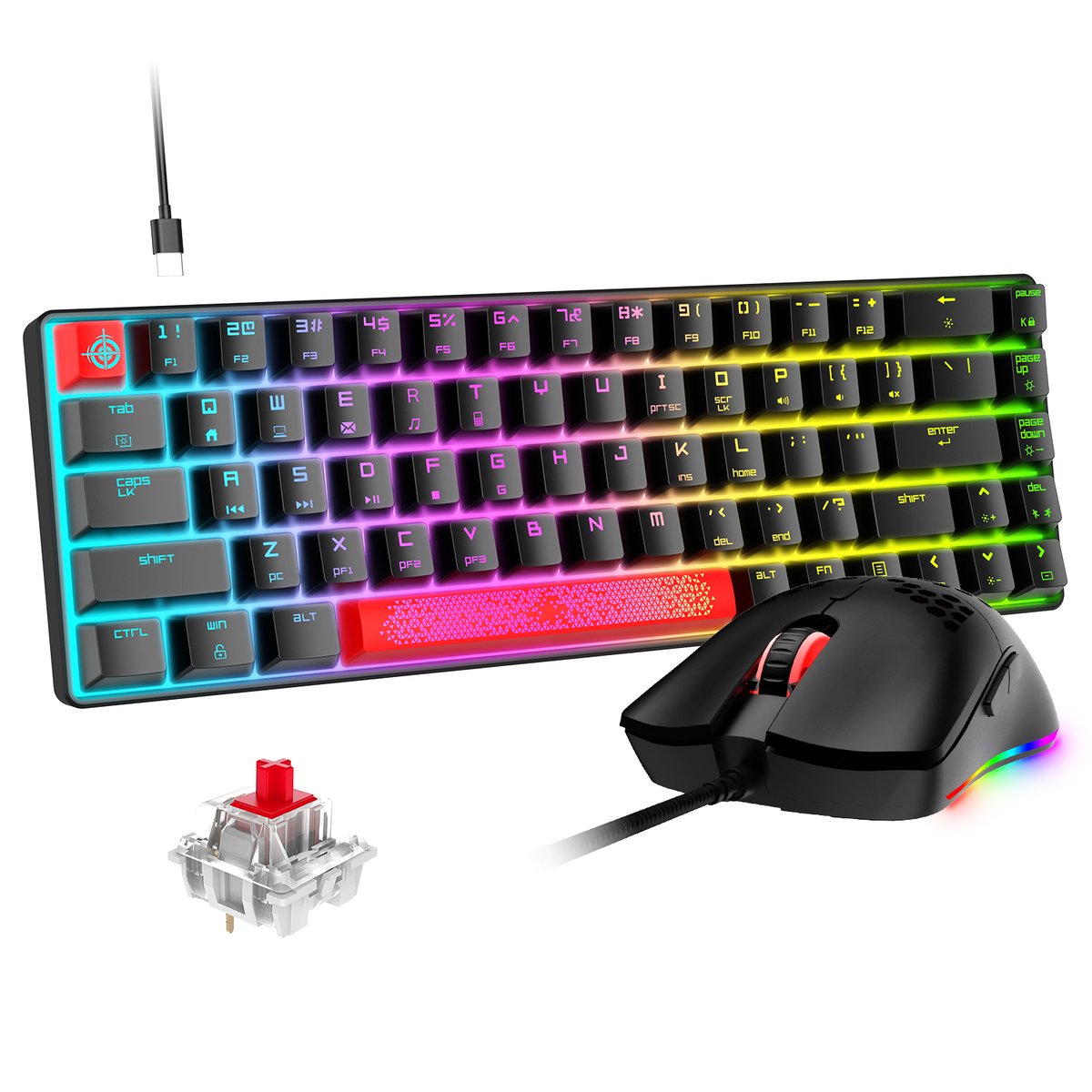 ElecLexon's tweet image. Lexoelec prime set：
60% Compact [3-in-1] Wired Mechanical Gaming Keyboard Mouse Combo Set, Detachable Type C RGB Keyboard, 12000 Honeycomb Light up Mouse Gaming Bundle #lexonelec #keyboard
🎁For Enter the Giveaway pls:

1. Follow me 
2. Retweet
3. Like this Tweet