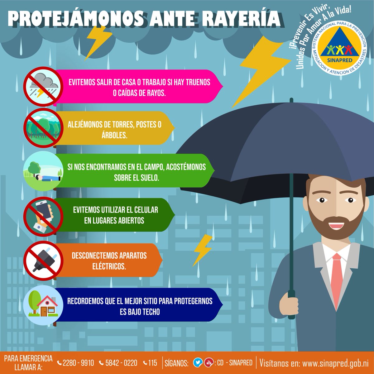 CDSINAPRED's tweet photo. ⚠️⤵️ 🌧🌩⛈🌬
No olvidemos seguir las #Recomendaciones ante fuertes #Lluvias, y si nos encontramos en zonas vulnerables a inundaciones, evacuamos a zonas más seguras. 

#SinapredSomosTodos 👇👇 https://t.co/neQvbkXNXO