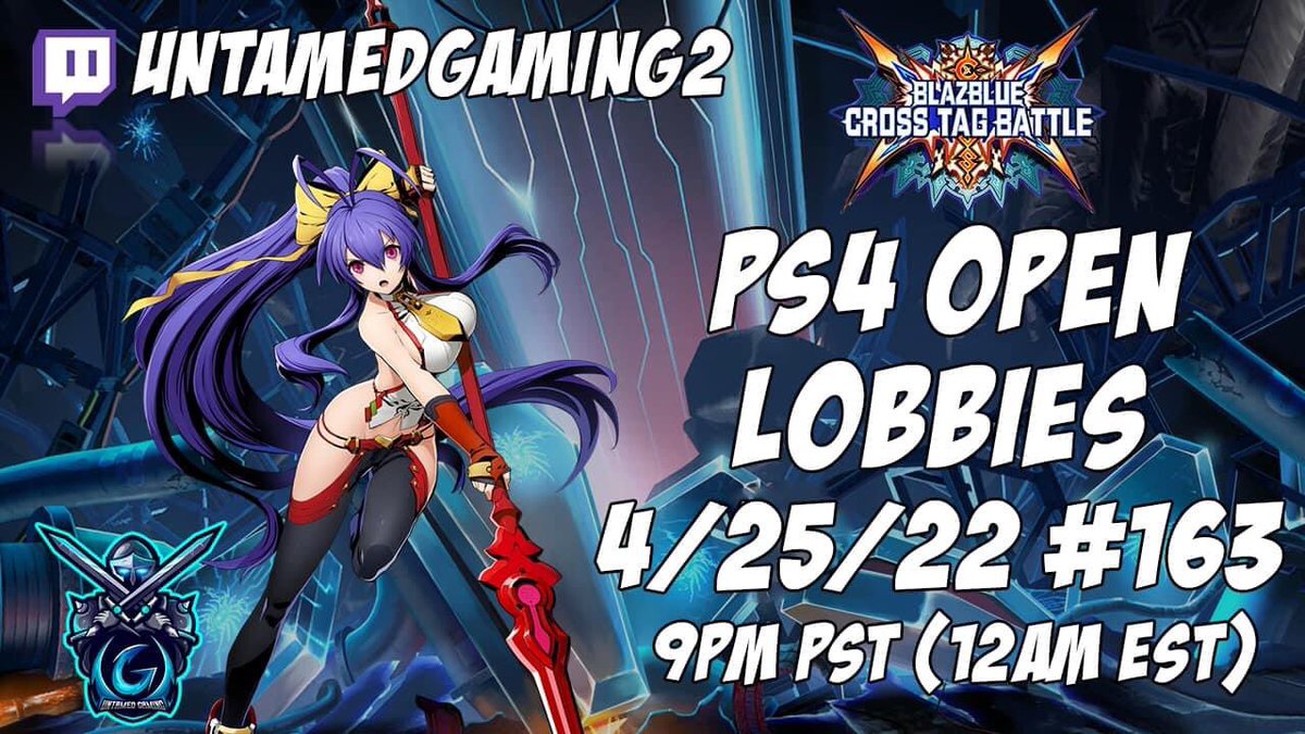 UntamedGaming2's tweet photo. LIVE!

BlazBlue Cross Tag Battle PS4 Open Lobbies #163 4/25/22 (USA/Canada) 9:30pm PST (12:30am EST) at https://t.co/2afFNEtSnS

Subscribe for free by using Twitch Prime here! https://t.co/qRNDLJOuOF https://t.co/2kKGXXXFJZ