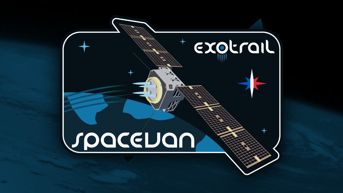 codywlsmith's tweet photo. Quick little @exotrail Spacevan patch today. Fun little guy to make! #exotrail #spacevan #space #patchdesign #missionpatch #vehiclepatch #satellite @david_henri_ https://t.co/h2n6dd7K3P