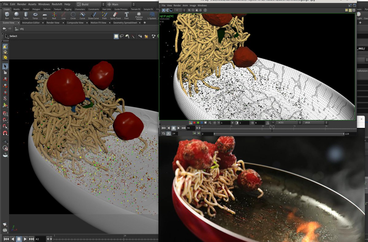 fabriciochamon's tweet photo. Just released a second video breakdown of my pasta animation, showing all fx layers used in the slow-motion shot, check it out: https://t.co/dSPD9Zi7bZ

#houdini #cgi #food #pasta #fx https://t.co/MK2xFC0WBW